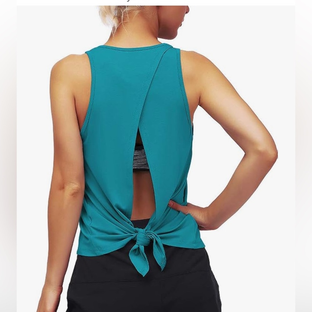 Mippo Teal Tie Back Stretch Jersey Tank Size S
